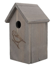wooden bird house with stamp.