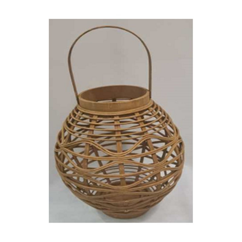 bamboo lantern with glass candle holder