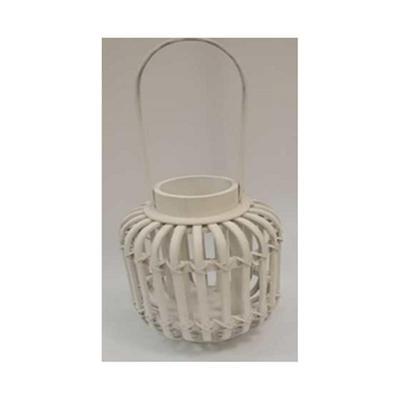bamboo lantern with glass candle holder